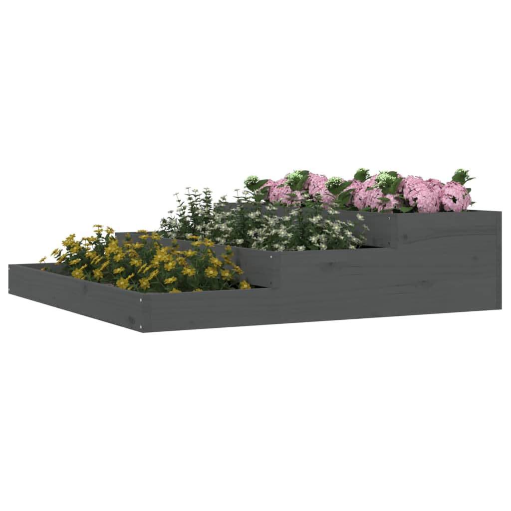 Vidaxl plantenbak 107x107x27 cm massief groenenhout grijs