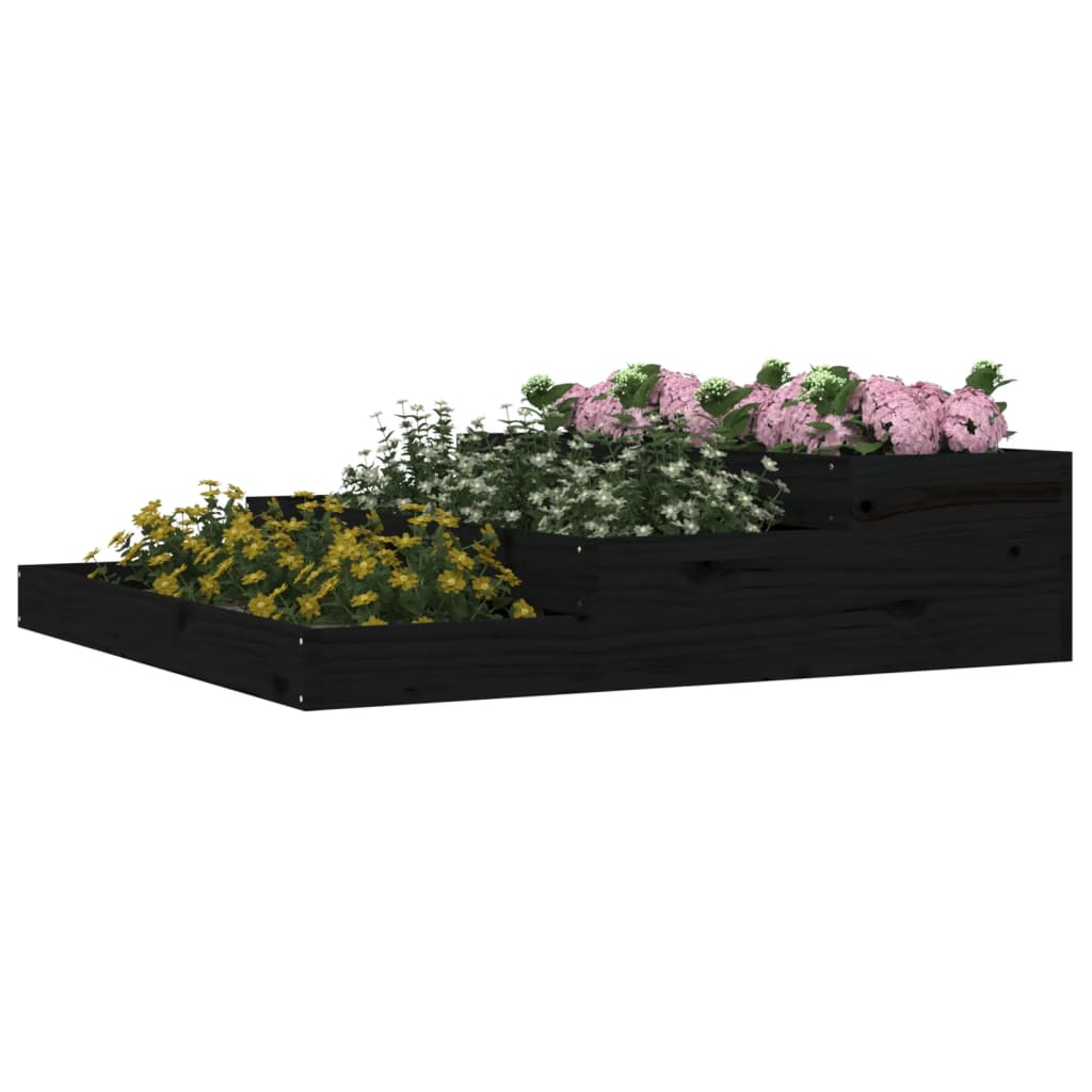 Vidaxl plantenbak 107x107x27 cm massief groenenhout zwart