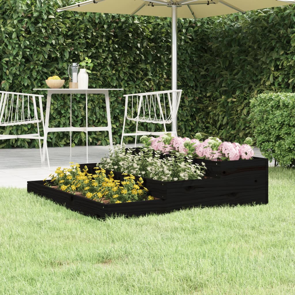 Vidaxl plantenbak 107x107x27 cm massief groenenhout zwart