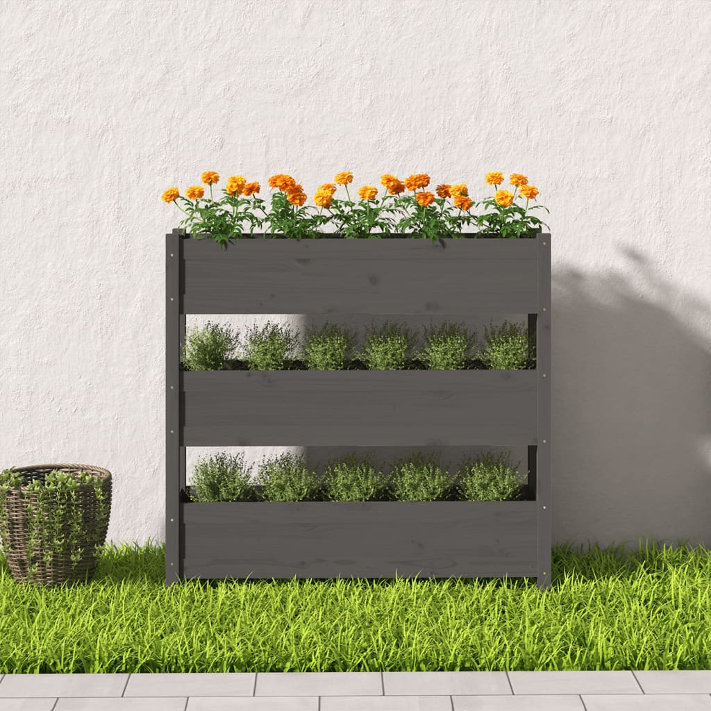 Vidaxl plantenbak 112x25x104,5 cm massief groenenhout grijs