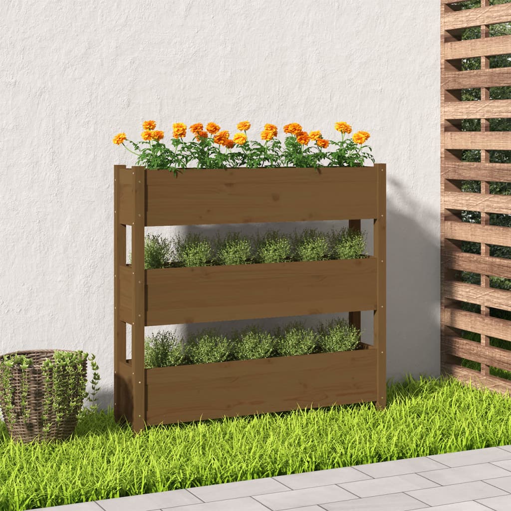 Vidaxl plantenbak 112x25x104,5 cm massief groenhout honingbruin