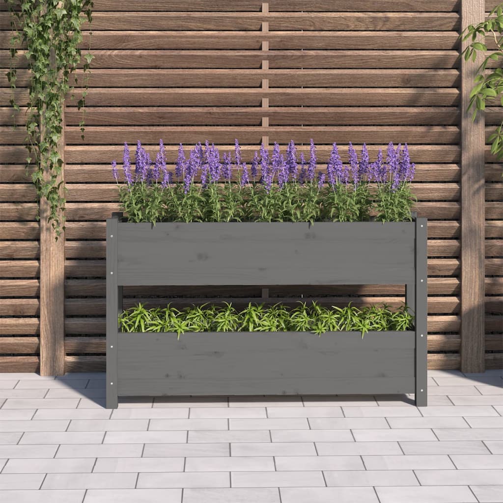 Vidaxl plantenbak 112x25x66 cm massief groenenhout grijs