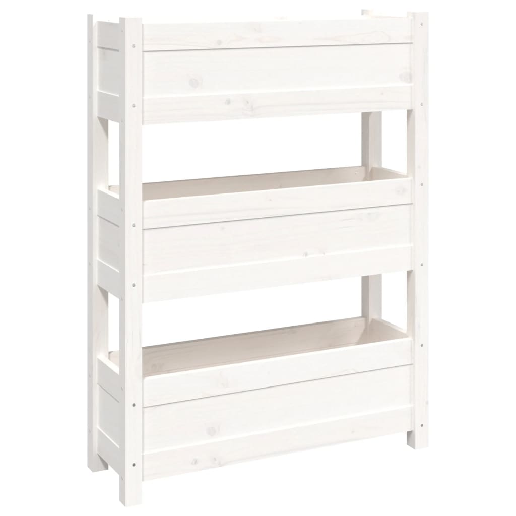 Vidaxl plantenbak 77x25x104,5 cm massief groenhout wit
