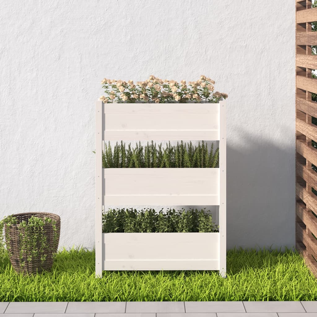 Vidaxl plantenbak 77x25x104,5 cm massief groenhout wit