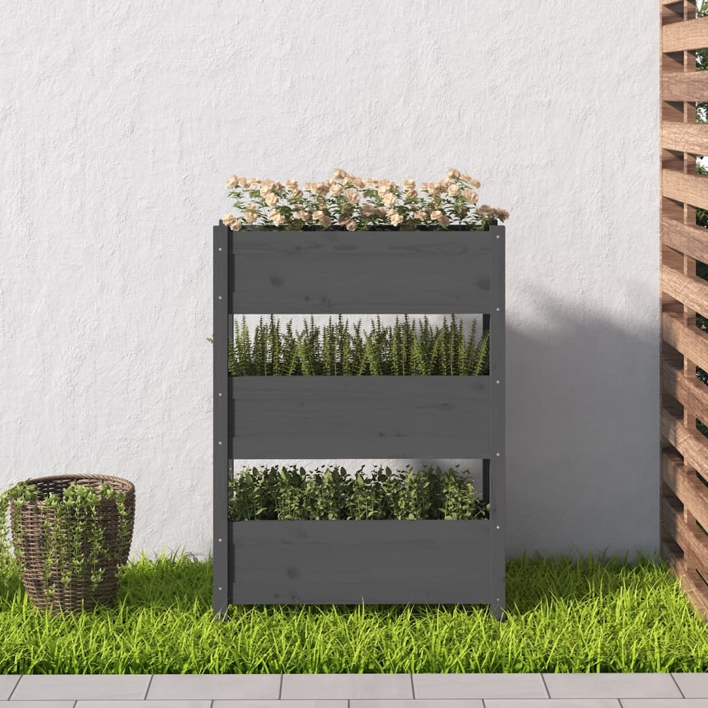 Vidaxl plantenbak 77x25x104,5 cm massief groenenhout grijs
