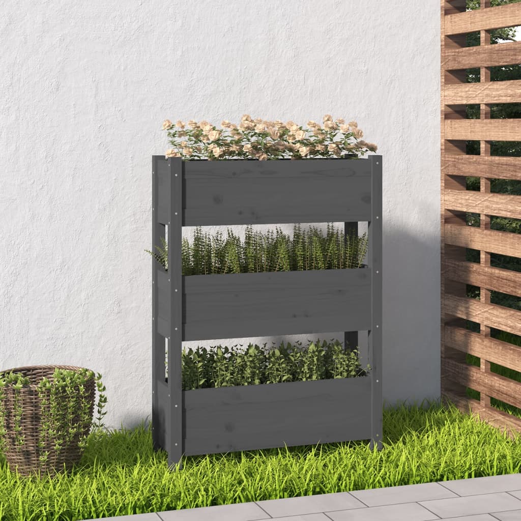 Vidaxl plantenbak 77x25x104,5 cm massief groenenhout grijs