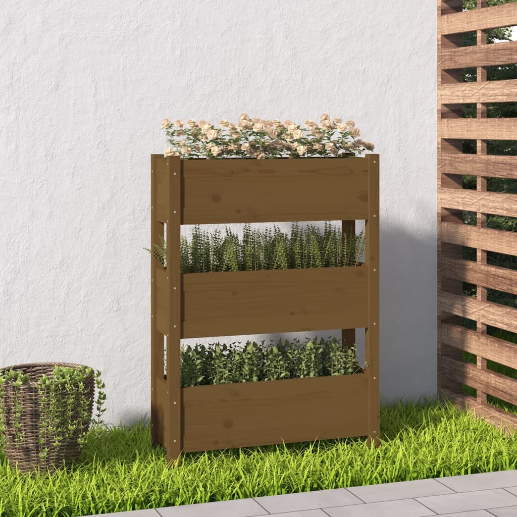 Vidaxl plantenbak 77x25x104,5 cm massief groenhout honingbruin