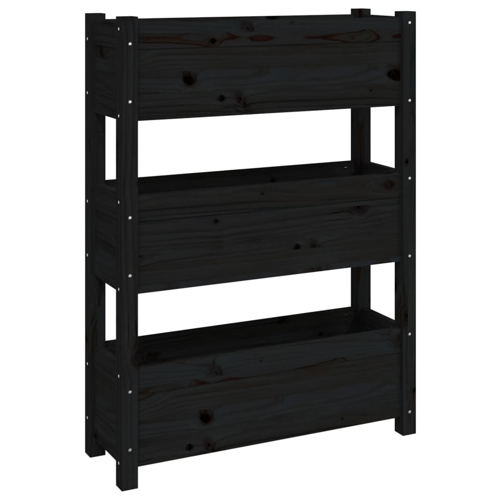 Vidaxl plantenbak 77x25x104,5 cm massief groenenhout zwart