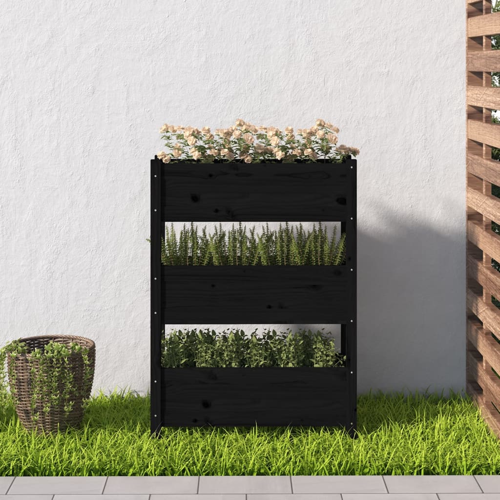 Vidaxl plantenbak 77x25x104,5 cm massief groenenhout zwart