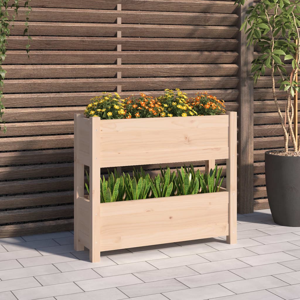 Vidaxl plantenbak 77x25x66 cm massief groenhout