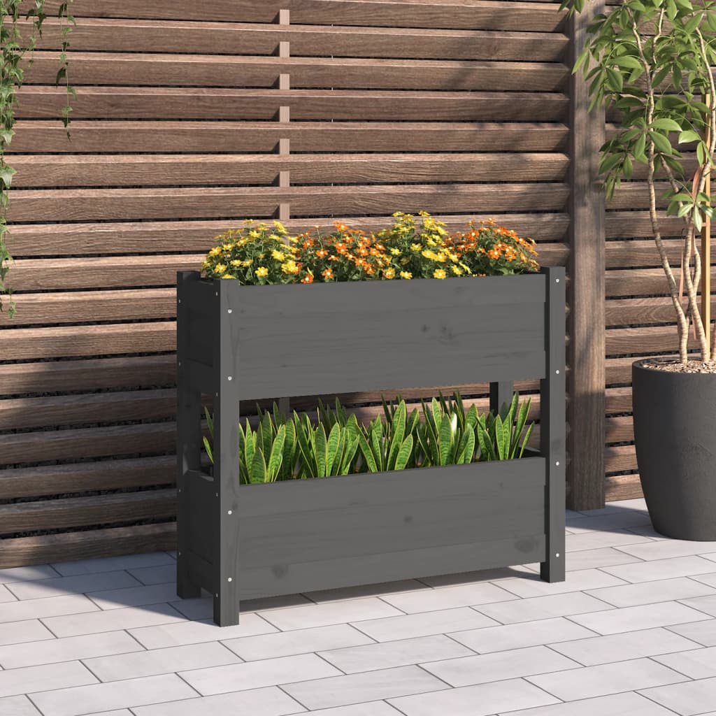 Vidaxl plantenbak 77x25x66 cm massief groenenhout grijs