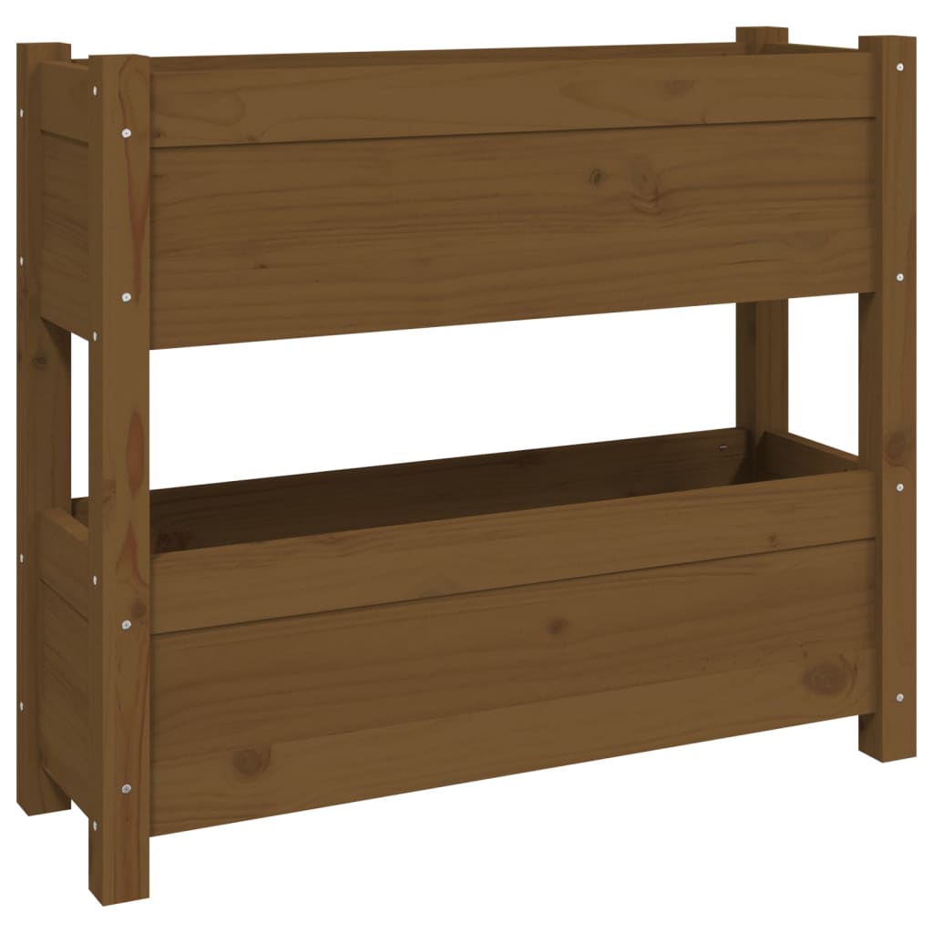 Vidaxl plantenbak 77x25x66 cm massief groenhout honingbruin