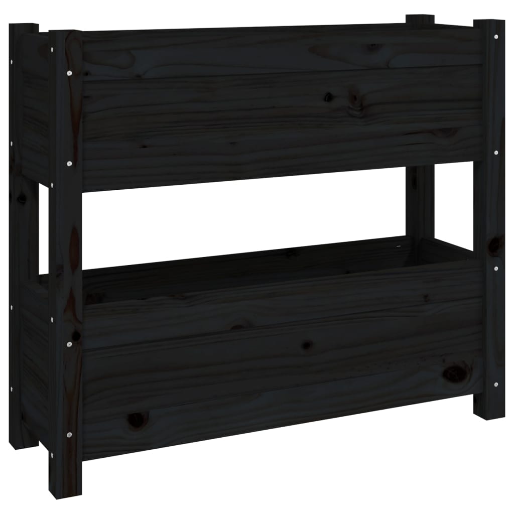 Vidaxl plantenbak 77x25x66 cm massief groenenhout zwart