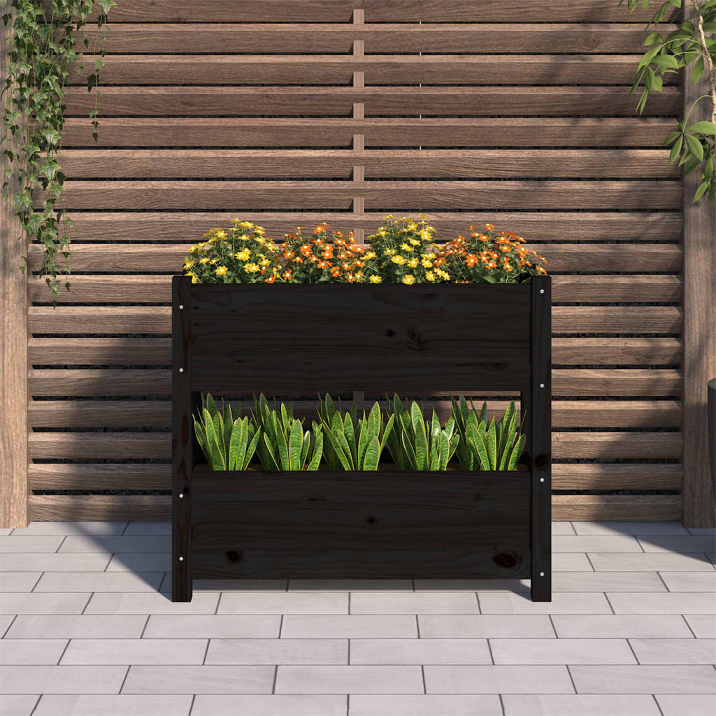 Vidaxl plantenbak 77x25x66 cm massief groenenhout zwart
