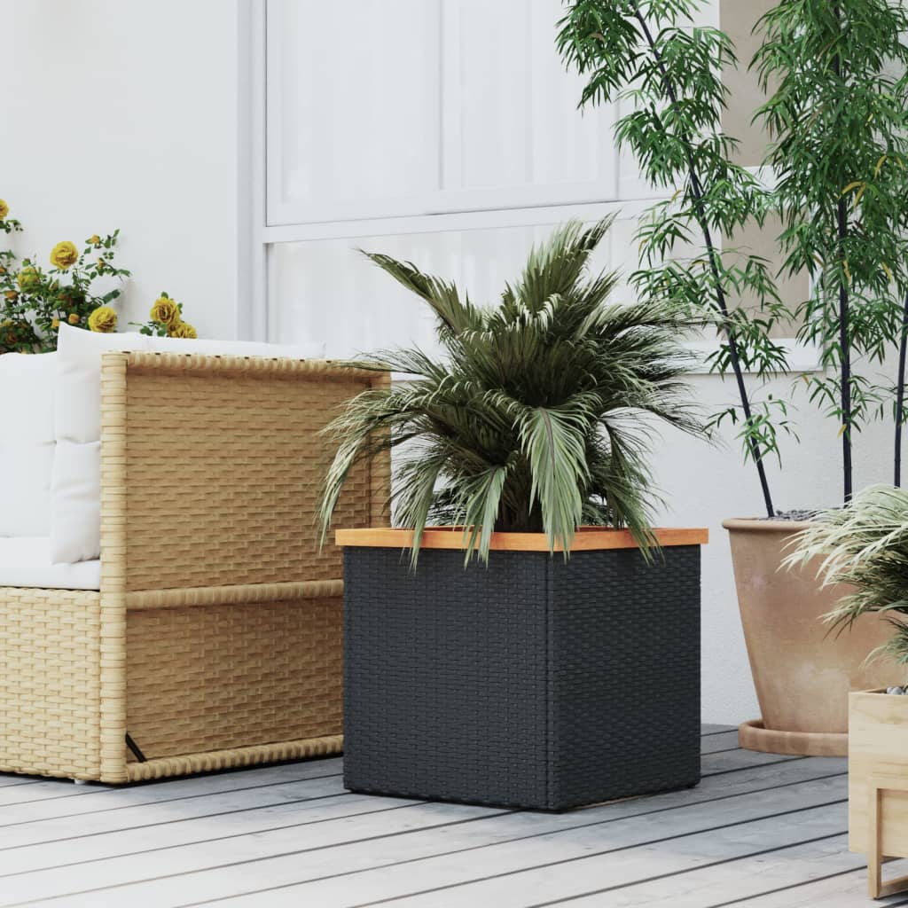 VidaXL Plantenbak 40x40x40 cm poly rotan zwart