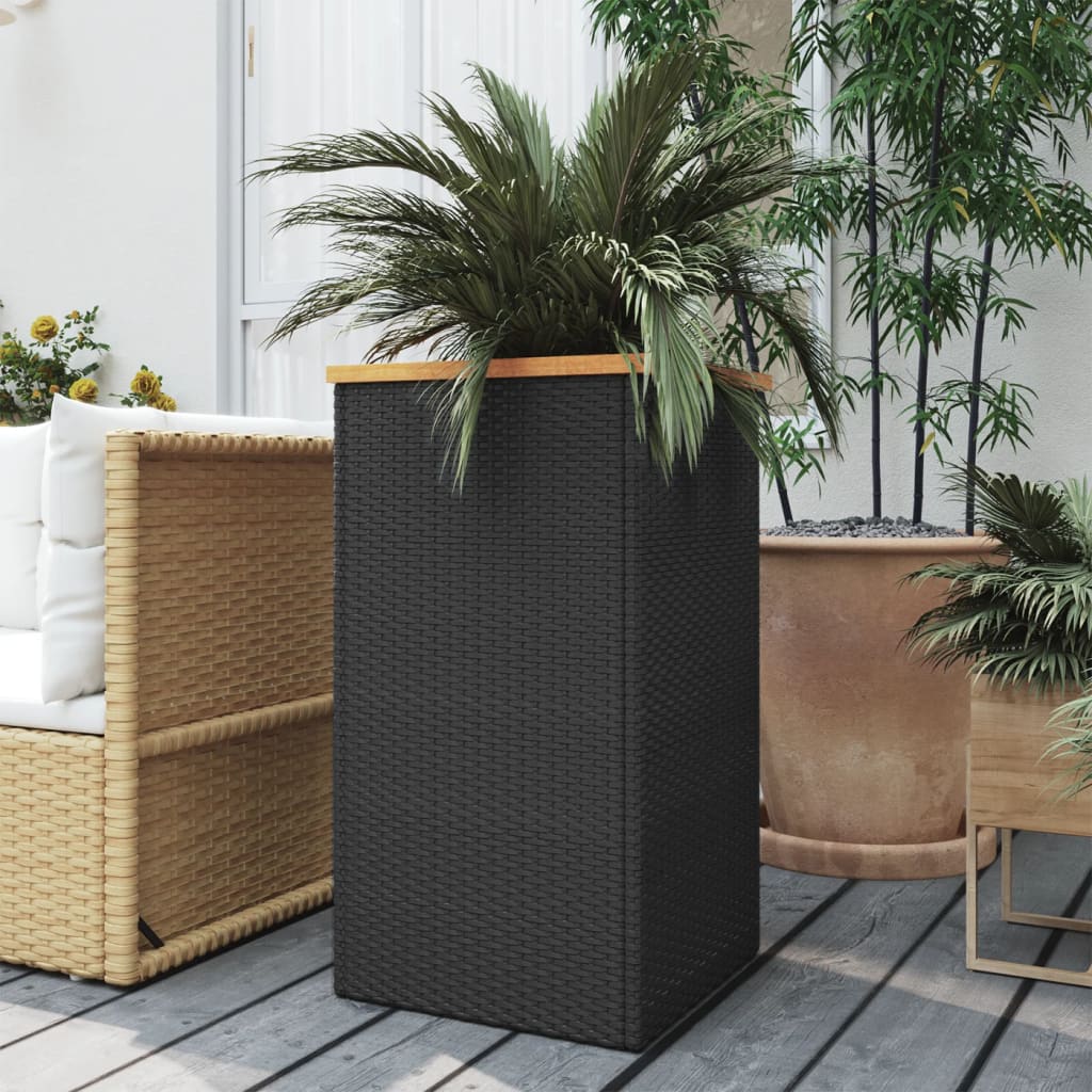 Vidaxl plantenbak 40x40x80 cm poly rattan zwart