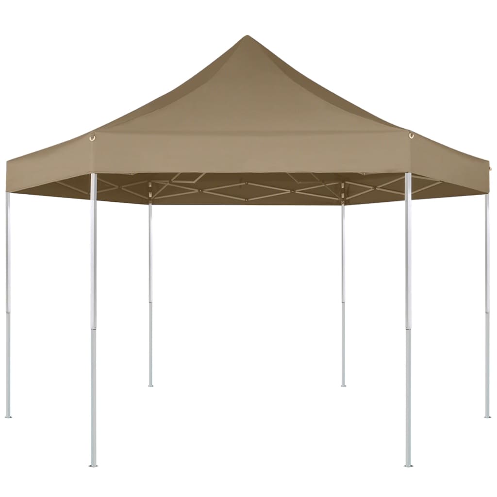 Vidaxl partytent inklapbaar zeshoekig 3,6x3,1m taupe 220 g m²