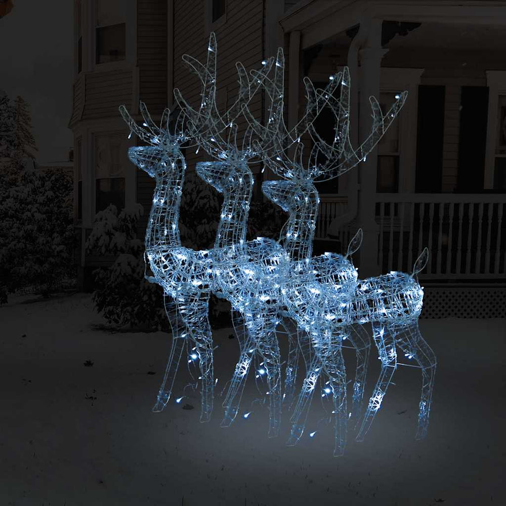 Vidaxl kerstversieringen rendier 3 st 128 cm acryl koudwit