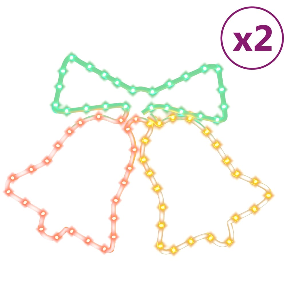 Vidaxl kerstfiguren klokken met 72 led's 2 st 50x56 cm