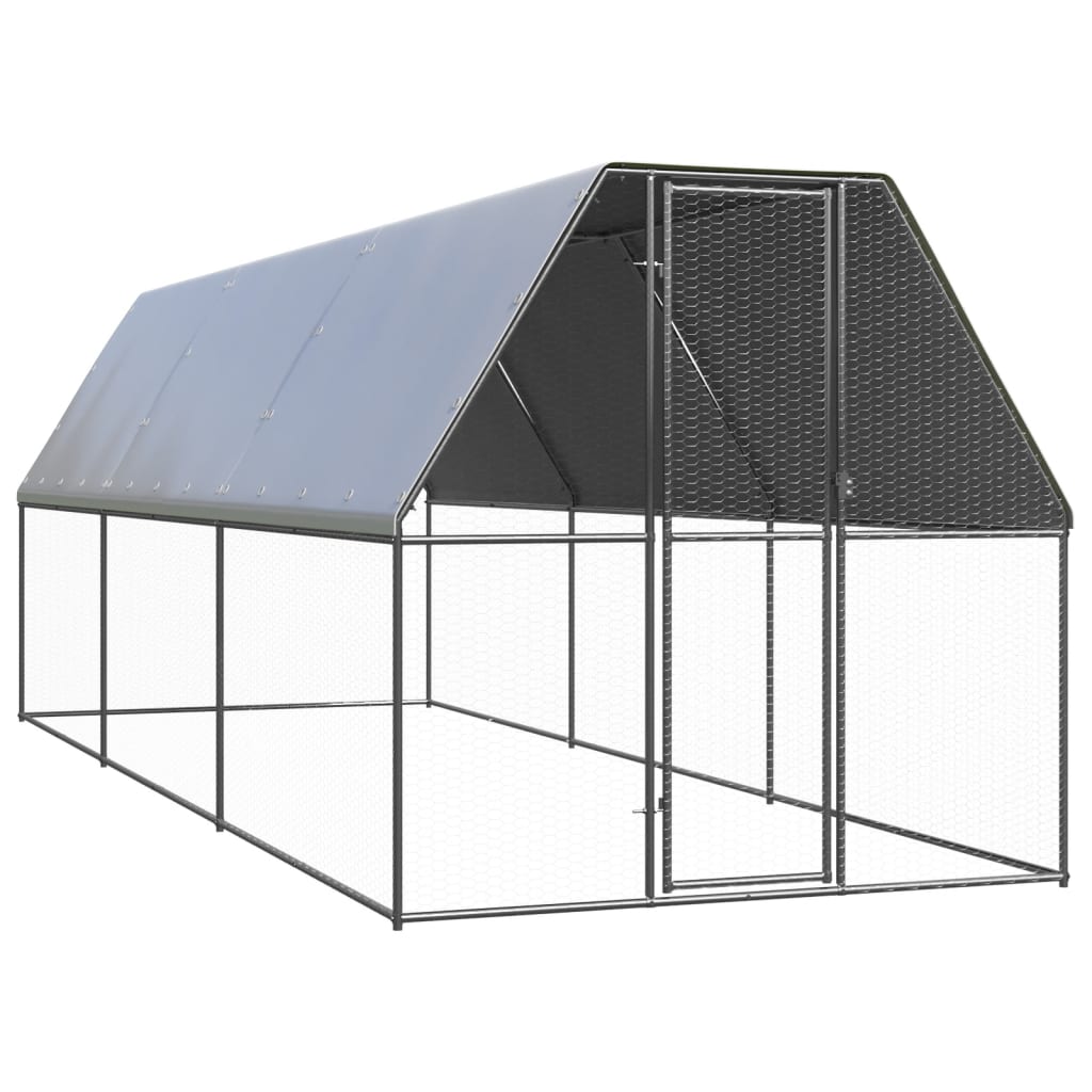 VidaXL Buitenhok voor kippen 2x6x2m gegalvaniseerd staal