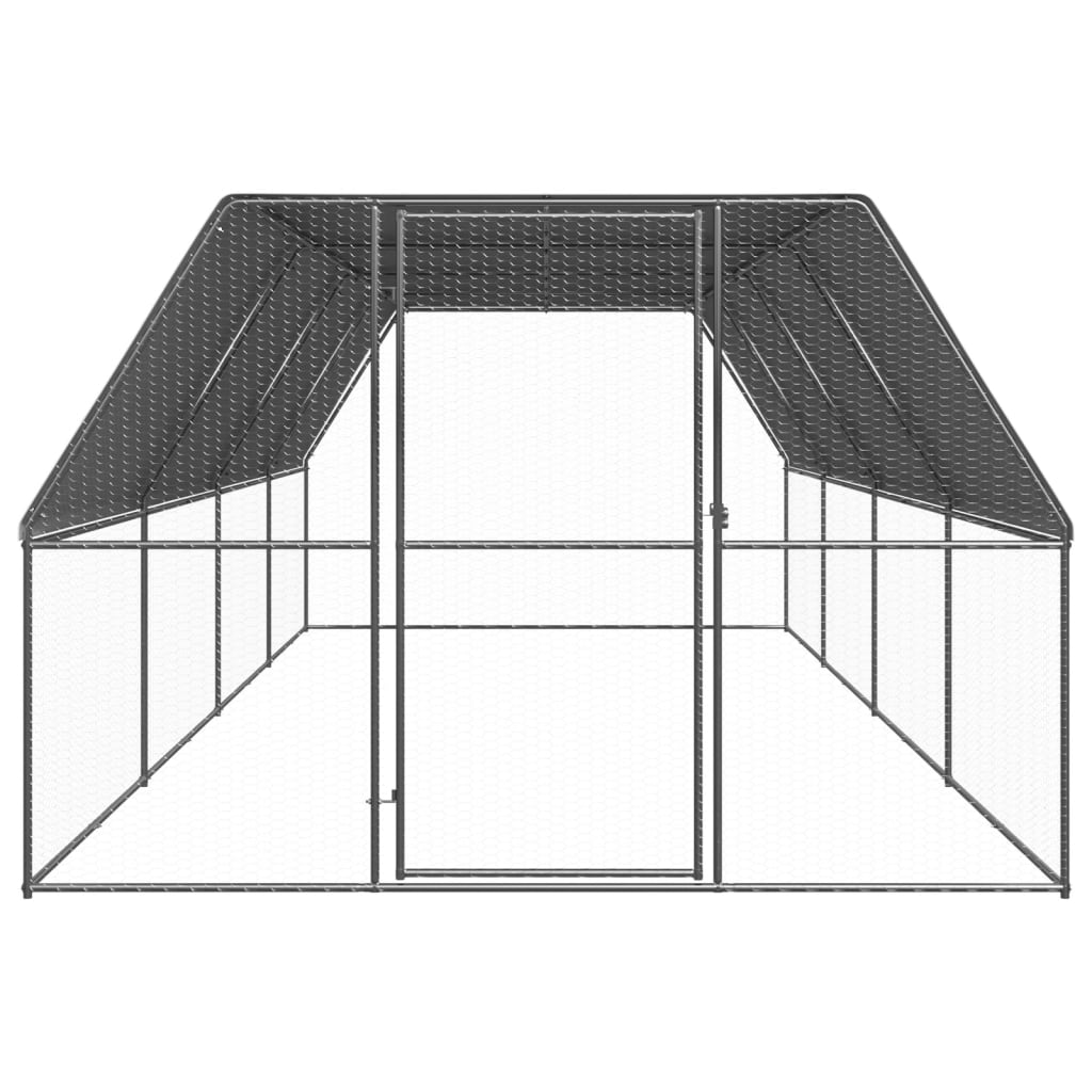 VidaXL Buitenhok voor kippen 3x8x2m gegalvaniseerd staal