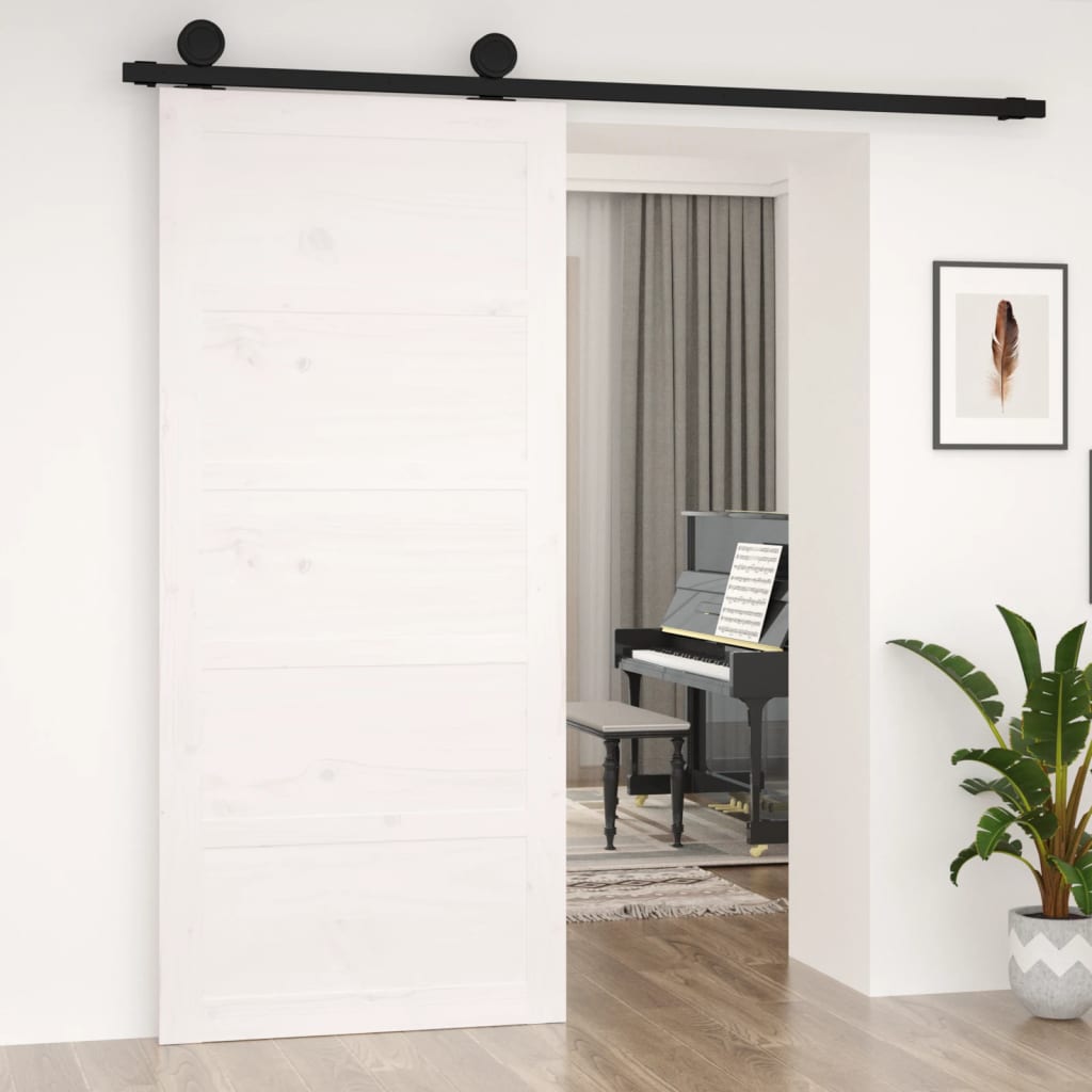 VidaXL Schuifdeur 90x1,8x204,5 cm massief groenhout wit
