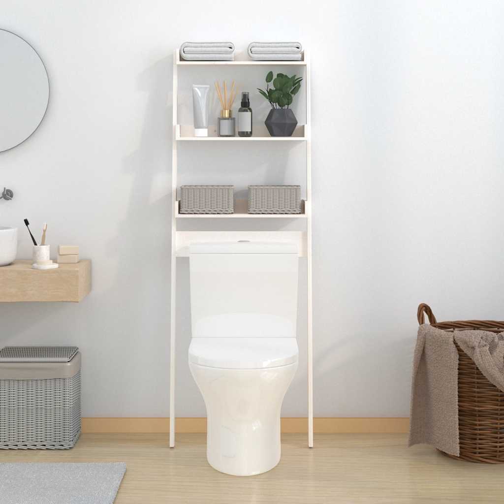 Vidaxl toiletrek 63,5x32x179 cm massief groenhout wit