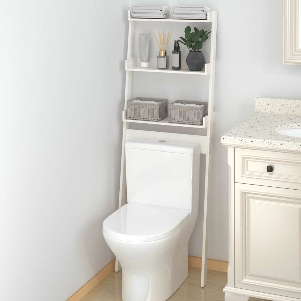 Vidaxl toiletrek 63,5x32x179 cm massief groenhout wit