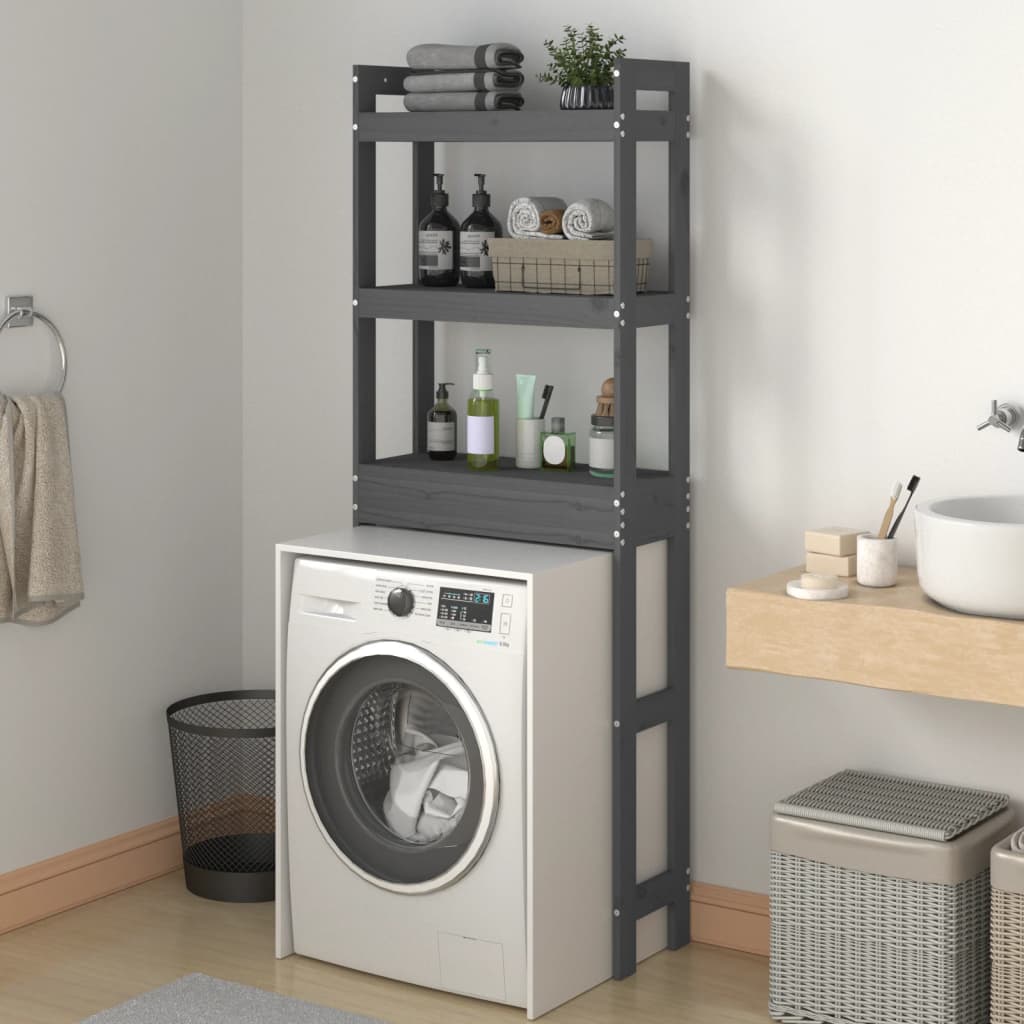 Vidaxl toiletrek 63x26x171 cm massief groenenhout grijs