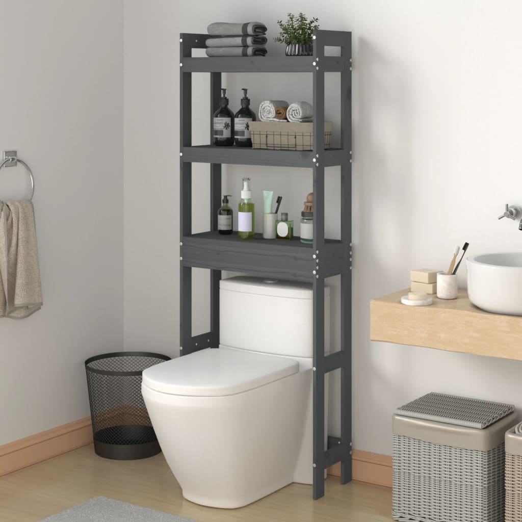 Vidaxl toiletrek 63x26x171 cm massief groenenhout grijs