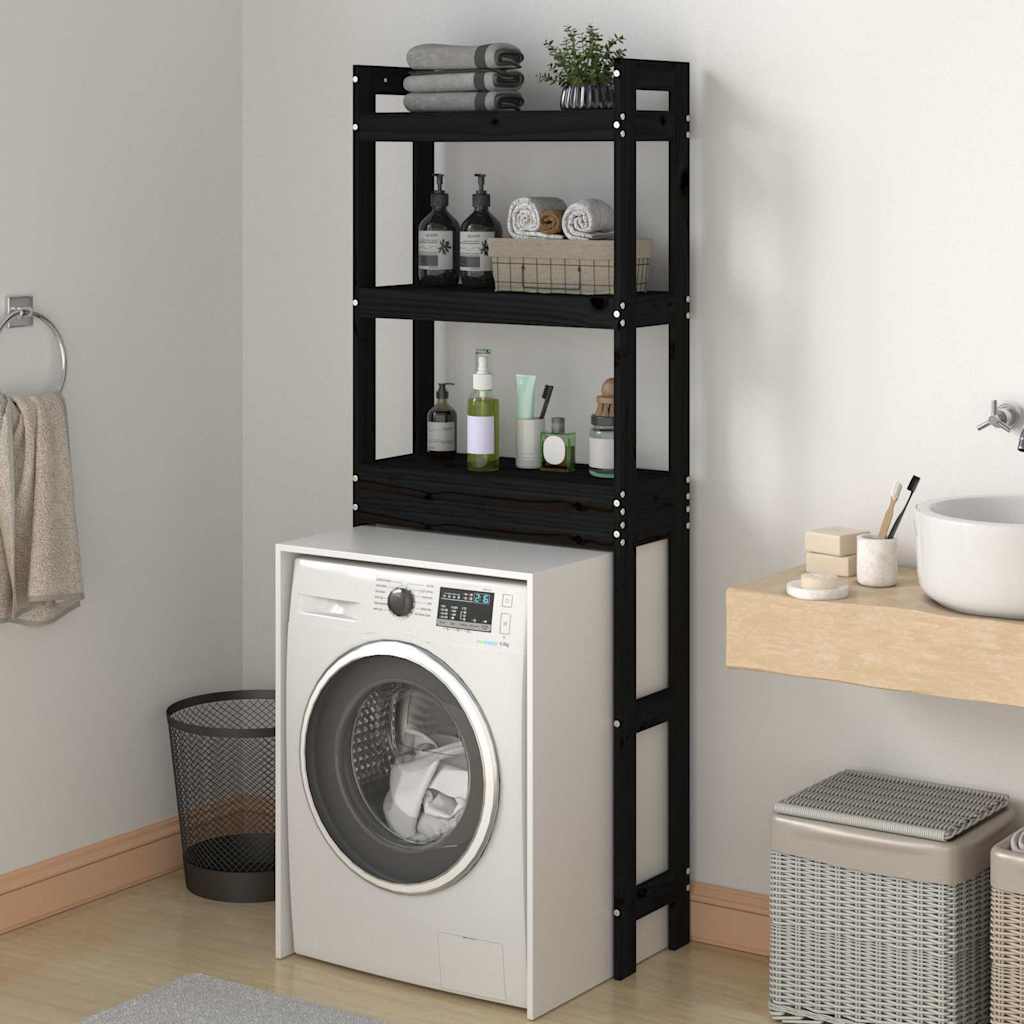 Vidaxl toiletrek 63x26x171 cm massief groenenhout zwart