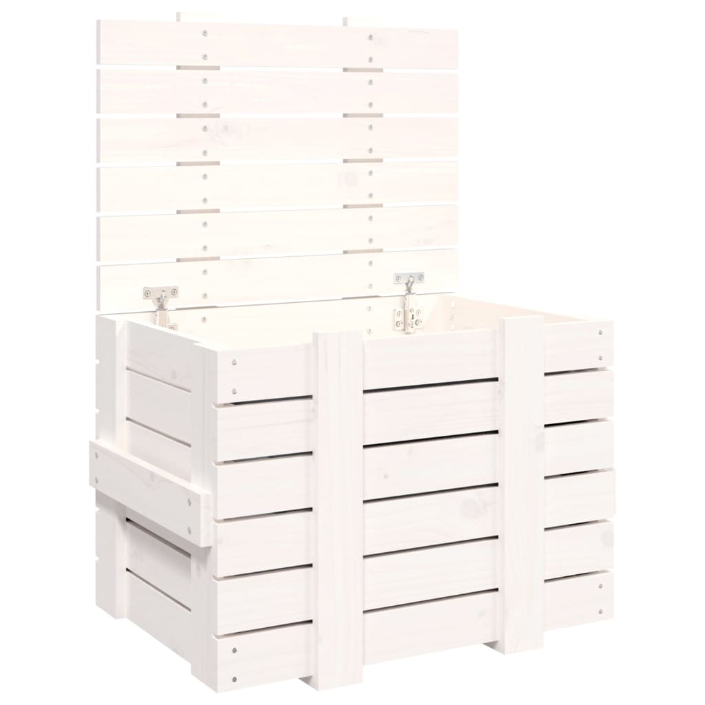 Vidaxl opbergbox 58x40,5x42 cm massief groenhout wit