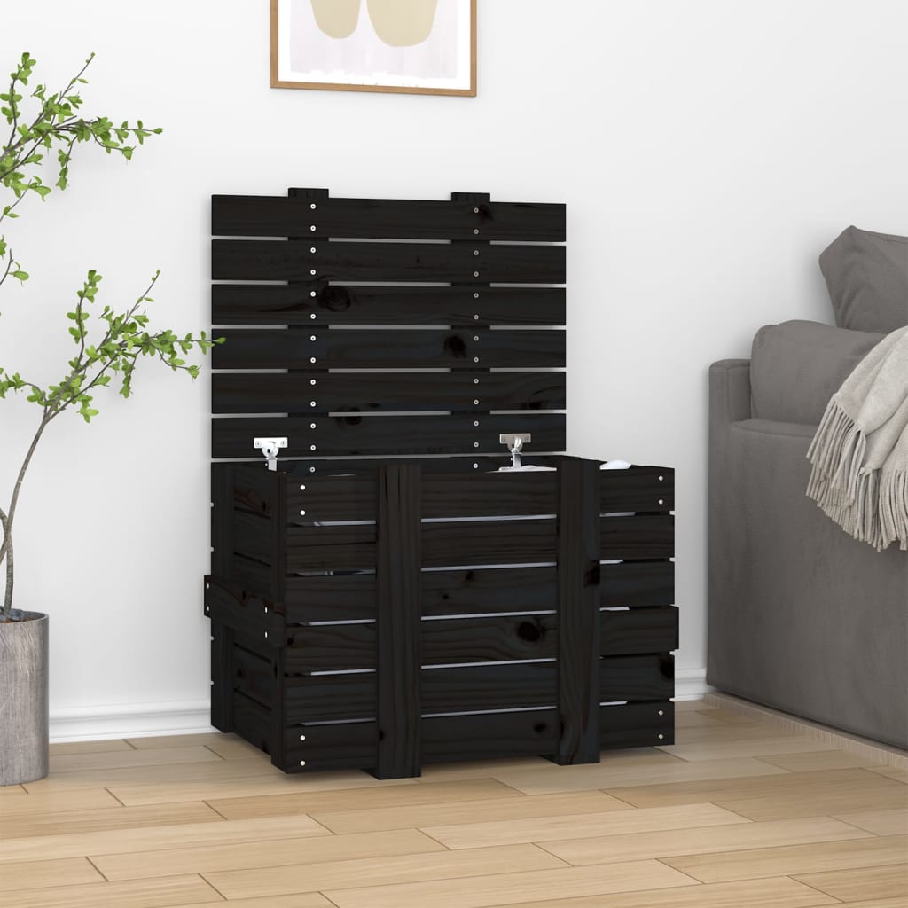 Vidaxl opbergbox 58x40,5x42 cm massief groenenhout zwart