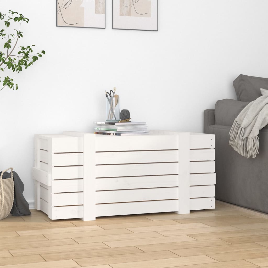 VidaXL Opbergbox 91x40,5x42 cm massief groenhout wit