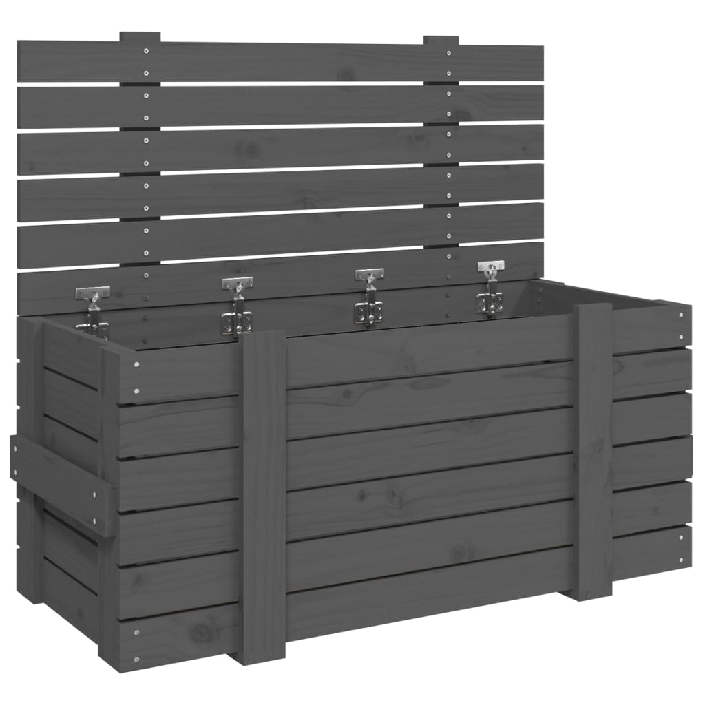 Vidaxl opbergbox 91x40,5x42 cm massief groenenhout grijs