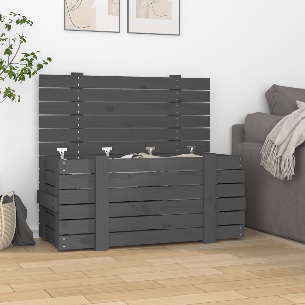 Vidaxl opbergbox 91x40,5x42 cm massief groenenhout grijs