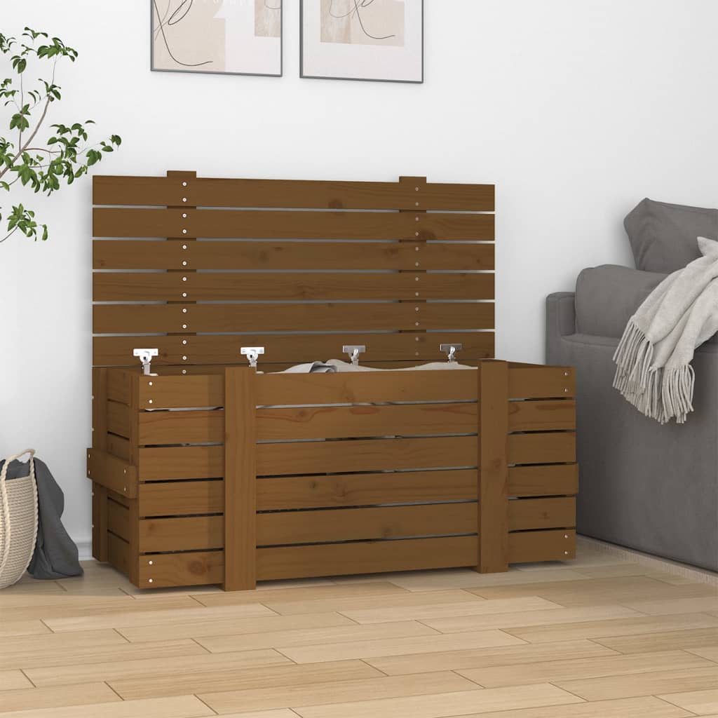 Vidaxl opbergbox 91x40,5x42 cm massief groenhout honingbruin