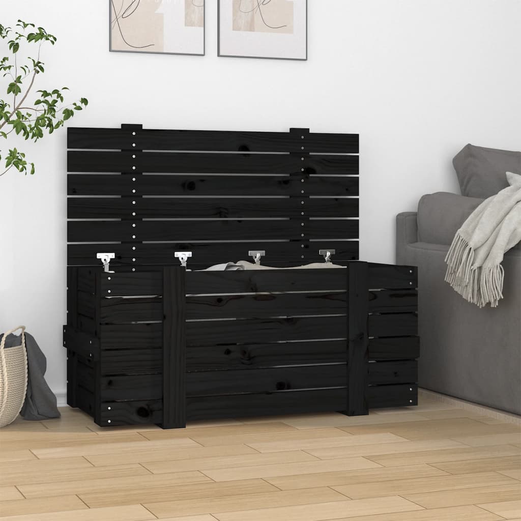 Vidaxl opbergbox 91x40,5x42 cm massief groenenhout zwart