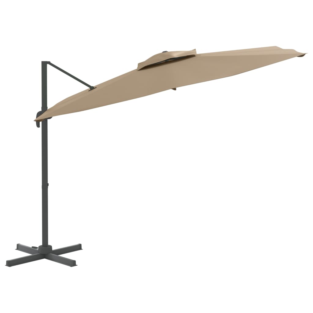 VidaXL Zweefparasol met bovenkant dubbele 400x300 cm taupe