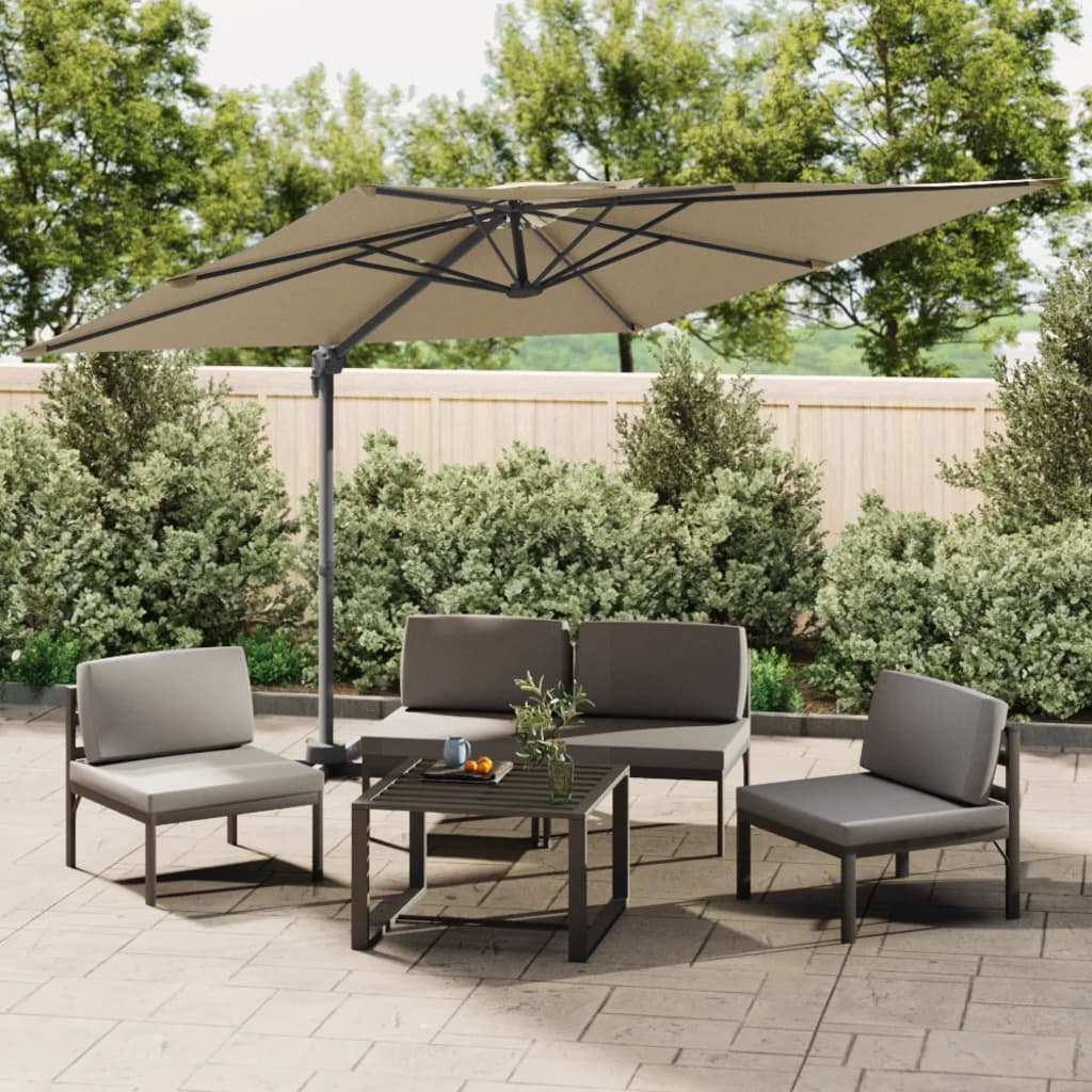 VidaXL Zweefparasol met bovenkant dubbele 400x300 cm taupe