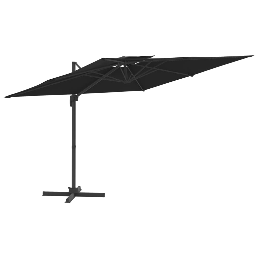 VidaXL Zweefparasol met bovenkant dubbele 400x300 cm zwart