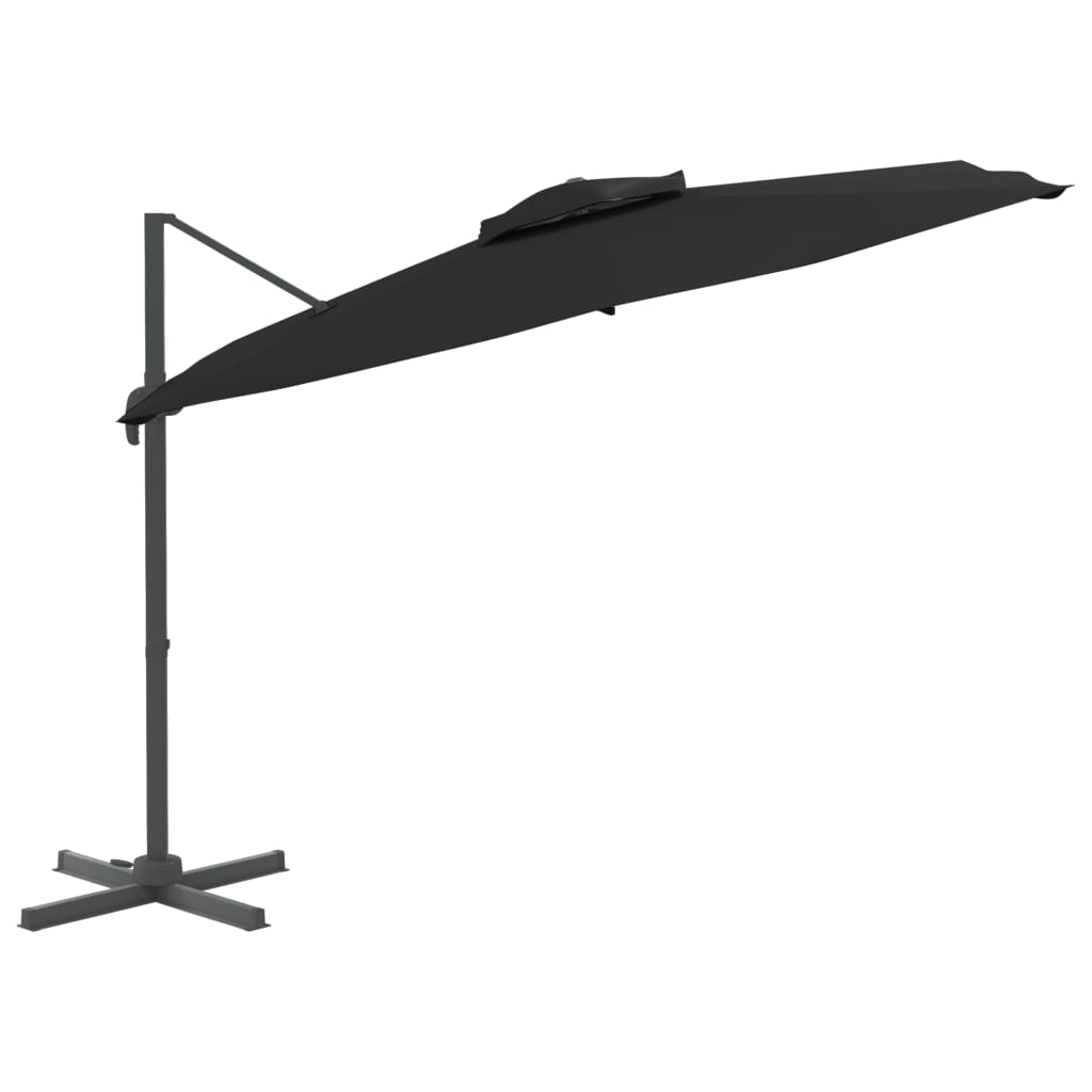 VidaXL Zweefparasol met bovenkant dubbele 400x300 cm zwart
