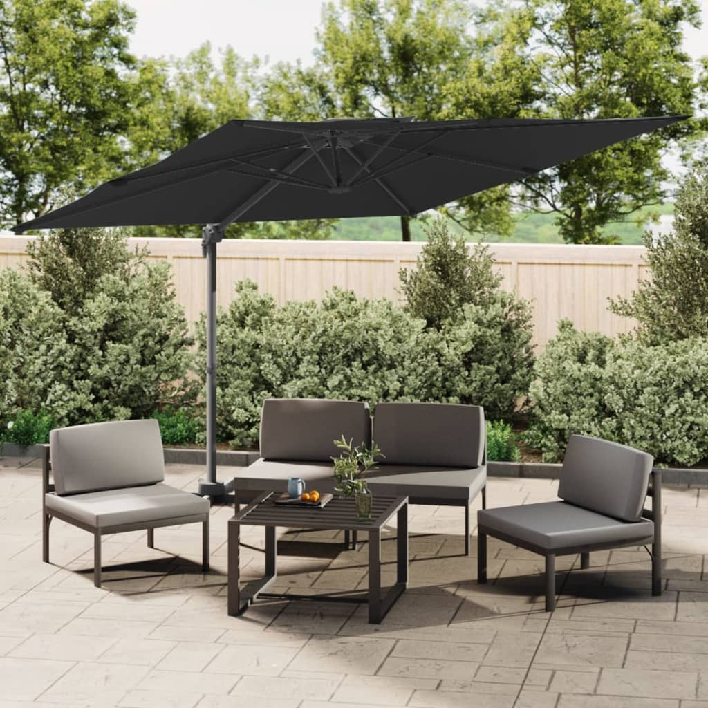 VidaXL Zweefparasol met bovenkant dubbele 400x300 cm zwart