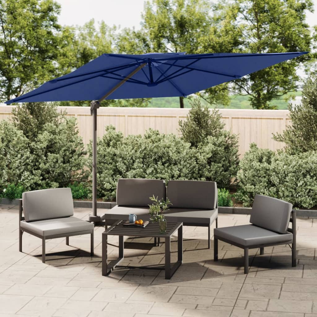 VidaXL Zweeparasol met bovenkant dubbele 400x300 cm azuurblauw