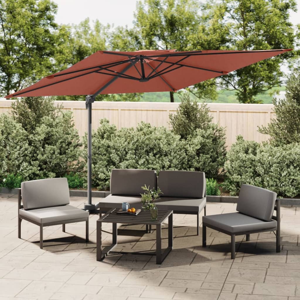 VidaXL Zweefparasol met bovenkant dubbele 300x300 cm terracotta