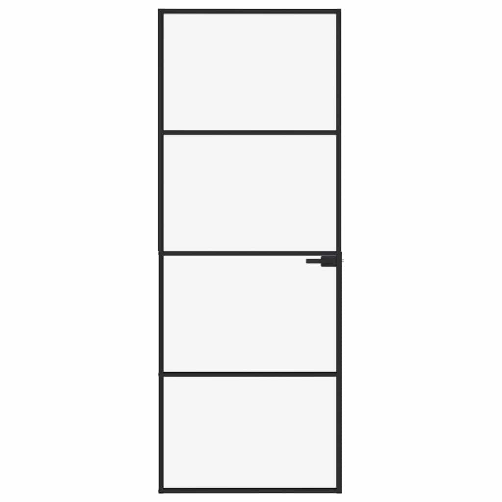 Vidaxl binnendeur 76x201,5 cm gehard glas en aluminium smal zwart