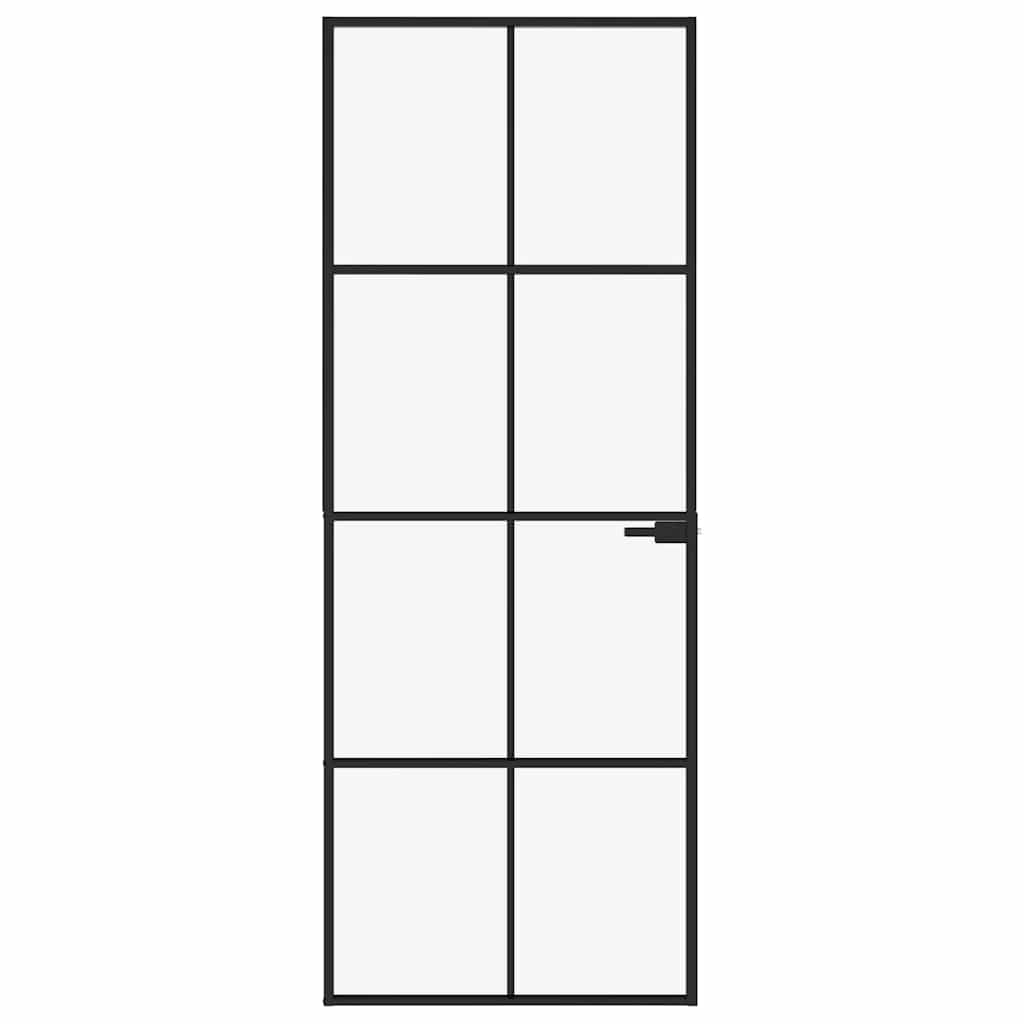 Vidaxl binnendeur 76x201,5 cm gehard glas en aluminium smal zwart