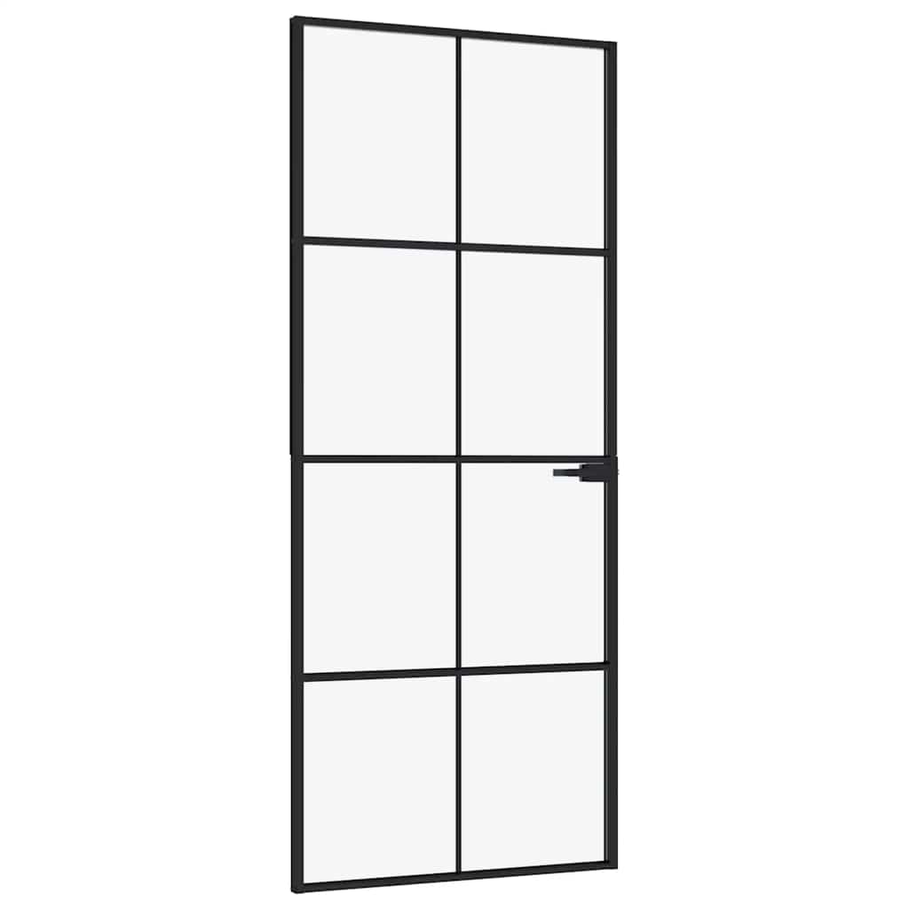 Vidaxl binnendeur 83x201,5 cm gehard glas en aluminium smal zwart