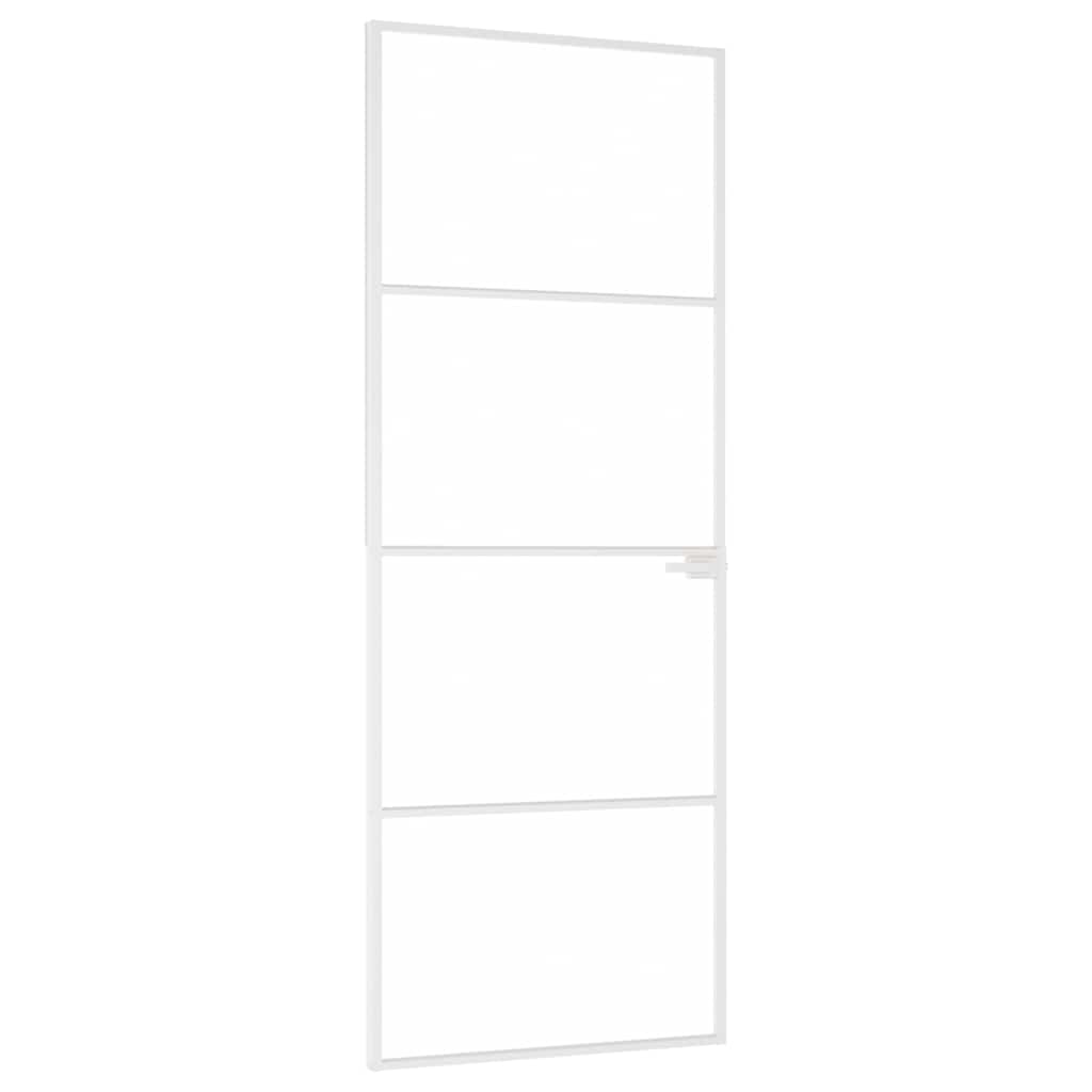 VidaXL Binnendeur 76x201,5 cm gehard glas en aluminium klein wit