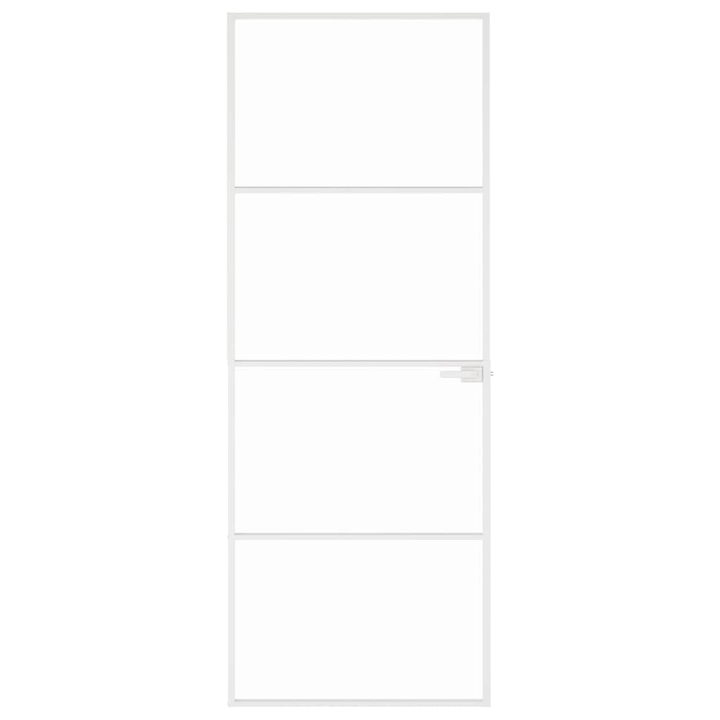 VidaXL Binnendeur 76x201,5 cm gehard glas en aluminium klein wit
